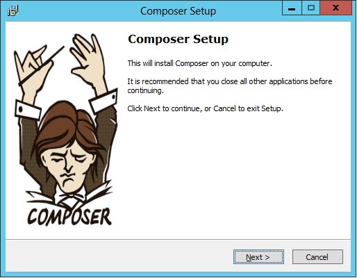 Tela inicial do instalador